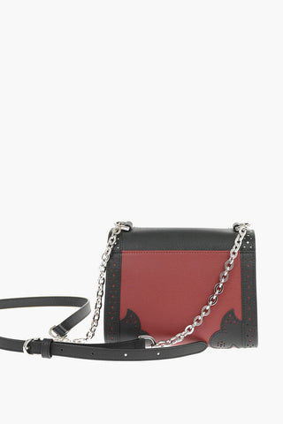 Lace Effect Perforated Leather Shoulder Bag