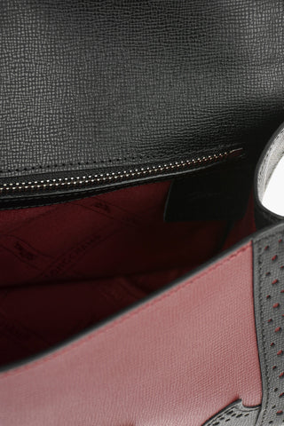 Lace Effect Perforated Leather Shoulder Bag