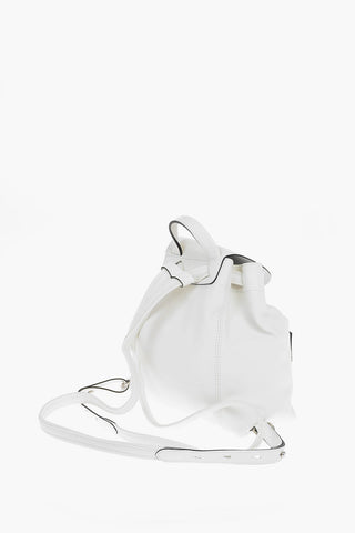Lettering Logo Patch Leather Backpack