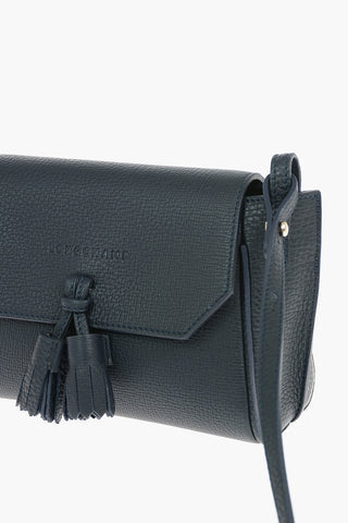 Textured Leather Tassel Shoulder Bag