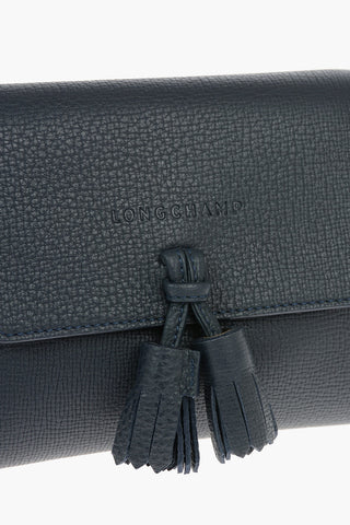 Textured Leather Tassel Shoulder Bag
