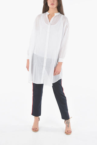 See-through Cotton Oversized Shirt with Matching Tank Top