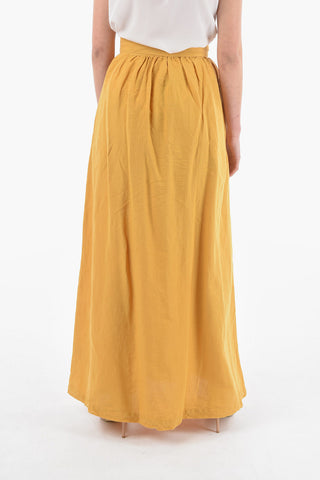 Cotton and Flax Maxi Flared Skirt