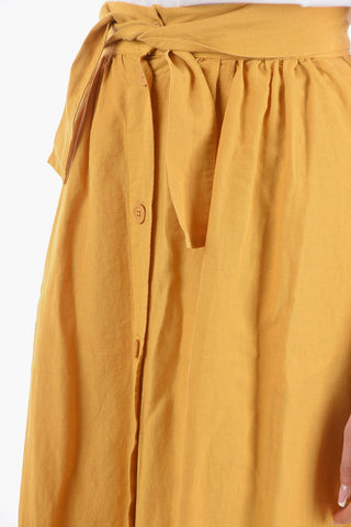 Cotton and Flax Maxi Flared Skirt
