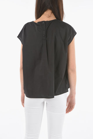 Maxi Blusa in Popeline di Cotone con Spacchi Laterali