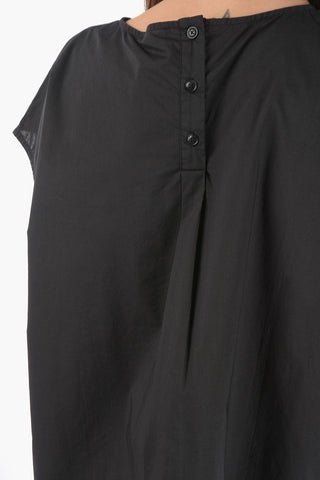 Maxi Blusa in Popeline di Cotone con Spacchi Laterali
