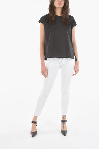 Maxi Blusa in Popeline di Cotone con Spacchi Laterali