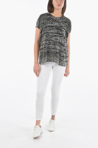 Two-Tone Crew-Neck Maxi Sweater