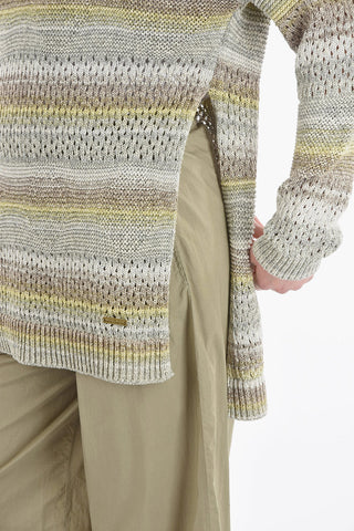 Maglia Girocollo Traforata con Spacchi Laterali