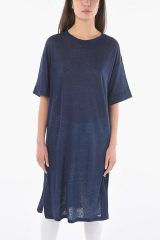 Vestito Tee Oversized SLUB in Lino con Doppio Spacco Laterale