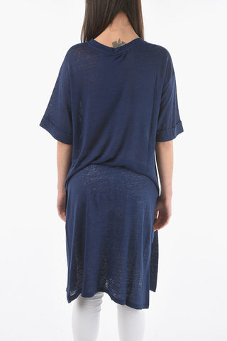Vestito Tee Oversized SLUB in Lino con Doppio Spacco Laterale