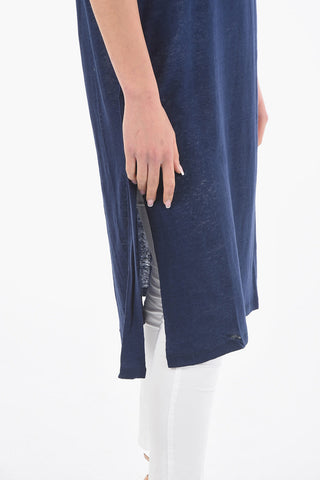 Vestito Tee Oversized SLUB in Lino con Doppio Spacco Laterale