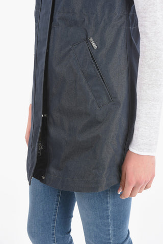 Denim MILITARY Sleeveless Maxi Jacket with Hood