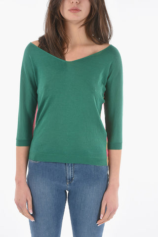 Maglia in Cashmere e Seta con Righe sul Retro