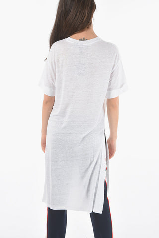 See-through Linen SLUB Dress with Double Side-Split Hem