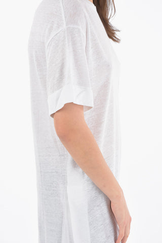 See-through Linen SLUB Dress with Double Side-Split Hem