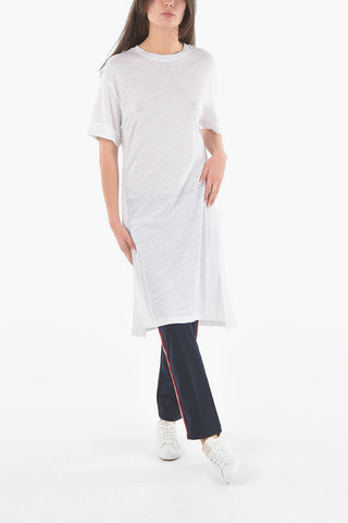 See-through Linen SLUB Dress with Double Side-Split Hem