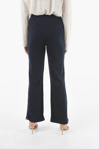 Pantaloni Palazzo MILANO STITCH in Maglia con Bottoni Decorativi Dorati