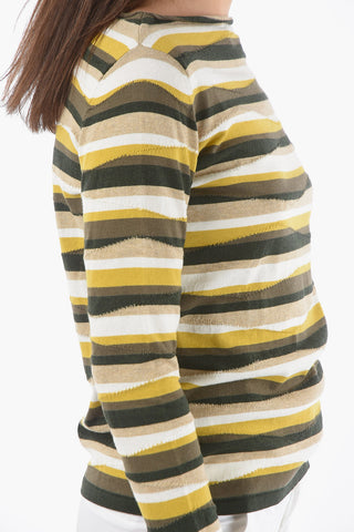 Boat Neck Striped Lightweight Sweater
