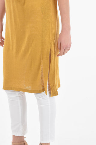 Side Split Flax SLUB Maxi T-Shirt