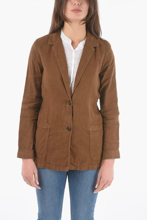 Zweiknopfjacke mit Nadelstreifen aus Leinen und Baumwolle