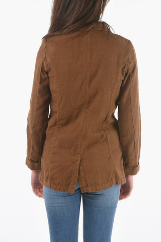 Linen and Cotton Pinstriped Two-Button Jacket