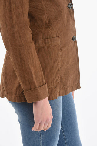 Linen and Cotton Pinstriped Two-Button Jacket