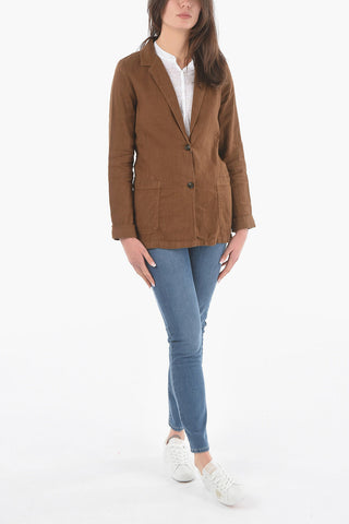 Linen and Cotton Pinstriped Two-Button Jacket