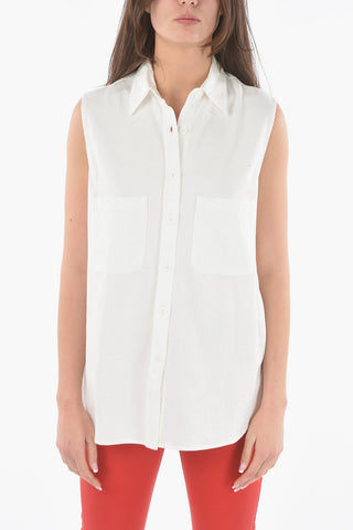 Cotton Sleeveless Maxi Shirt with Double Breast Pockets