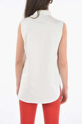 Cotton Sleeveless Maxi Shirt with Double Breast Pockets