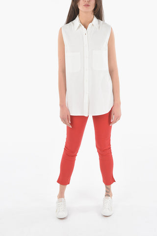 Cotton Sleeveless Maxi Shirt with Double Breast Pockets
