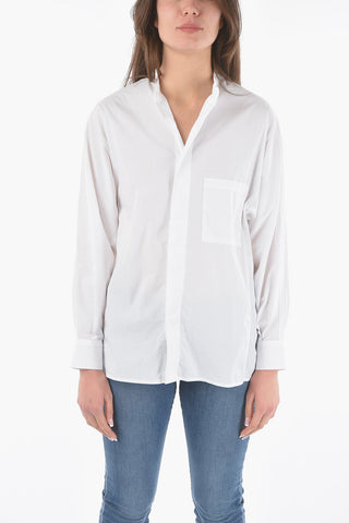 Camicia SPRING Oversized in Popeline di Cotone con Collo alla Coreana