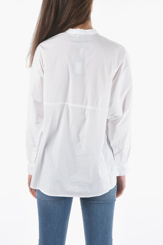 Camicia SPRING Oversized in Popeline di Cotone con Collo alla Coreana