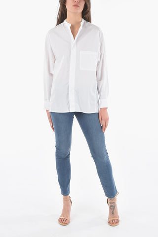 Camicia SPRING Oversized in Popeline di Cotone con Collo alla Coreana