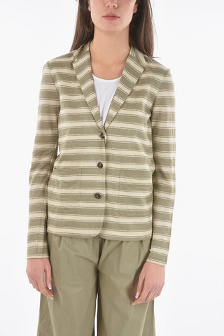 Striped Two-Tone Flax SLUB Blazer