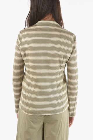 Striped Two-Tone Flax SLUB Blazer
