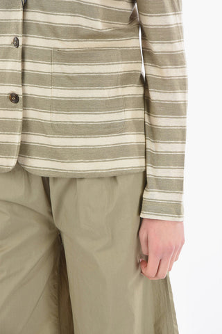 Striped Two-Tone Flax SLUB Blazer