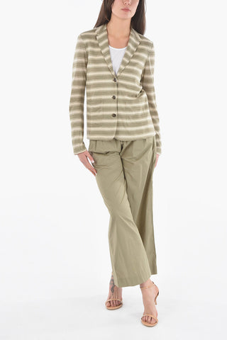 Striped Two-Tone Flax SLUB Blazer