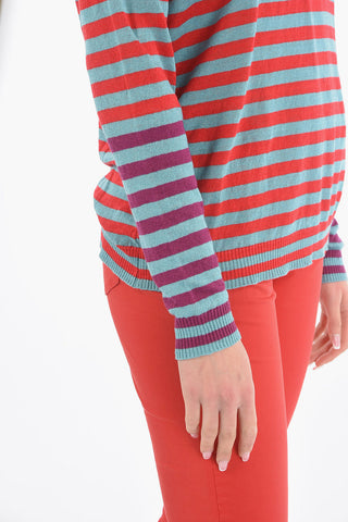 Striped Two-Tone Flax Sweater