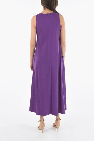 Maxi Dress Shift Scollo a V Con Tasca a Toppa