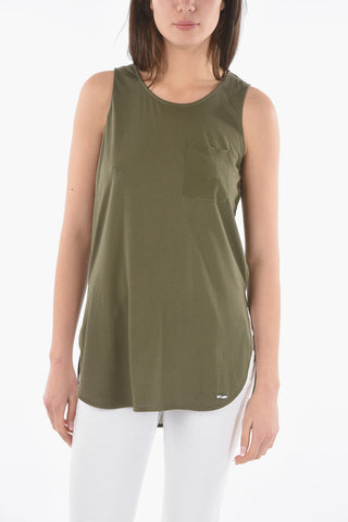 Oversize-Top mit Brusttasche und Seitenschlitzen