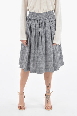 Gonna a Ruota Motivo Diamond Point in Popeline di Cotone