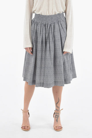 Gonna a Ruota Motivo Diamond Point in Popeline di Cotone