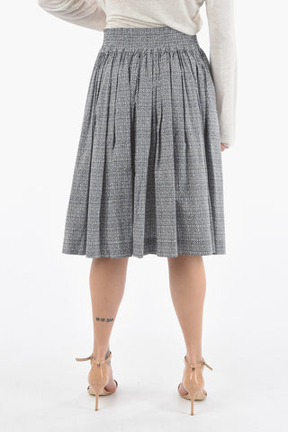 Gonna a Ruota Motivo Diamond Point in Popeline di Cotone