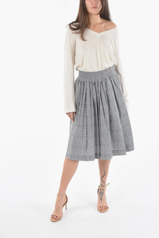 Gonna a Ruota Motivo Diamond Point in Popeline di Cotone