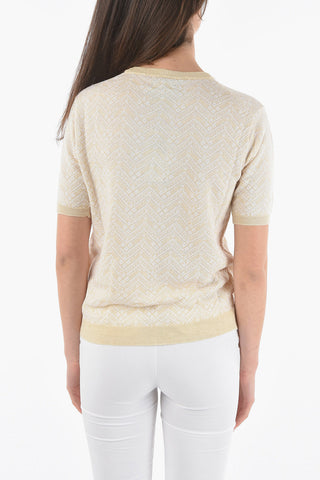 Jacquard Chevron Motif Crew-neck Sweater