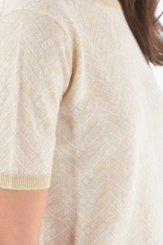 Jacquard Chevron Motif Crew-neck Sweater