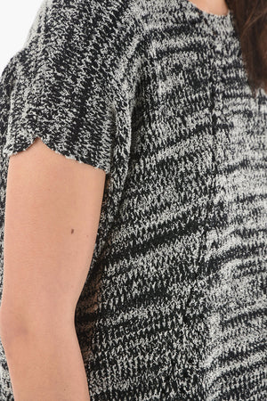 Zweifarbiger Maxi-Pullover mit Rundhalsausschnitt