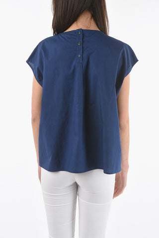 코튼 포플린 반팔 블라우스