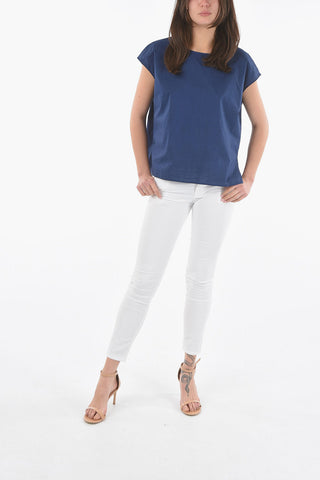 코튼 포플린 반팔 블라우스